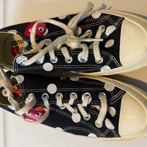 Converse Comme de Garçon Unisex Black and White Polka Dot Sneakers, size 7
